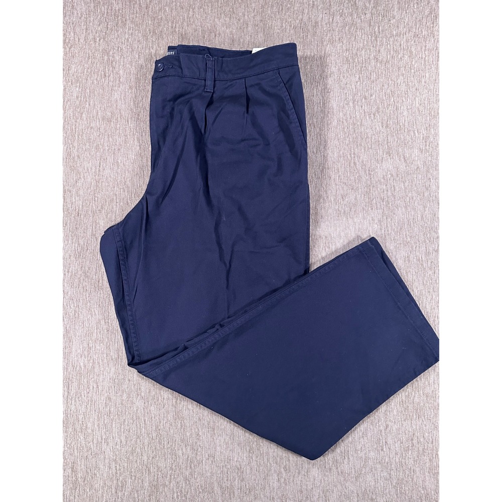 Dockers Mens Classic Fit Pleated Chino Pants Navy Blue 38x30 New